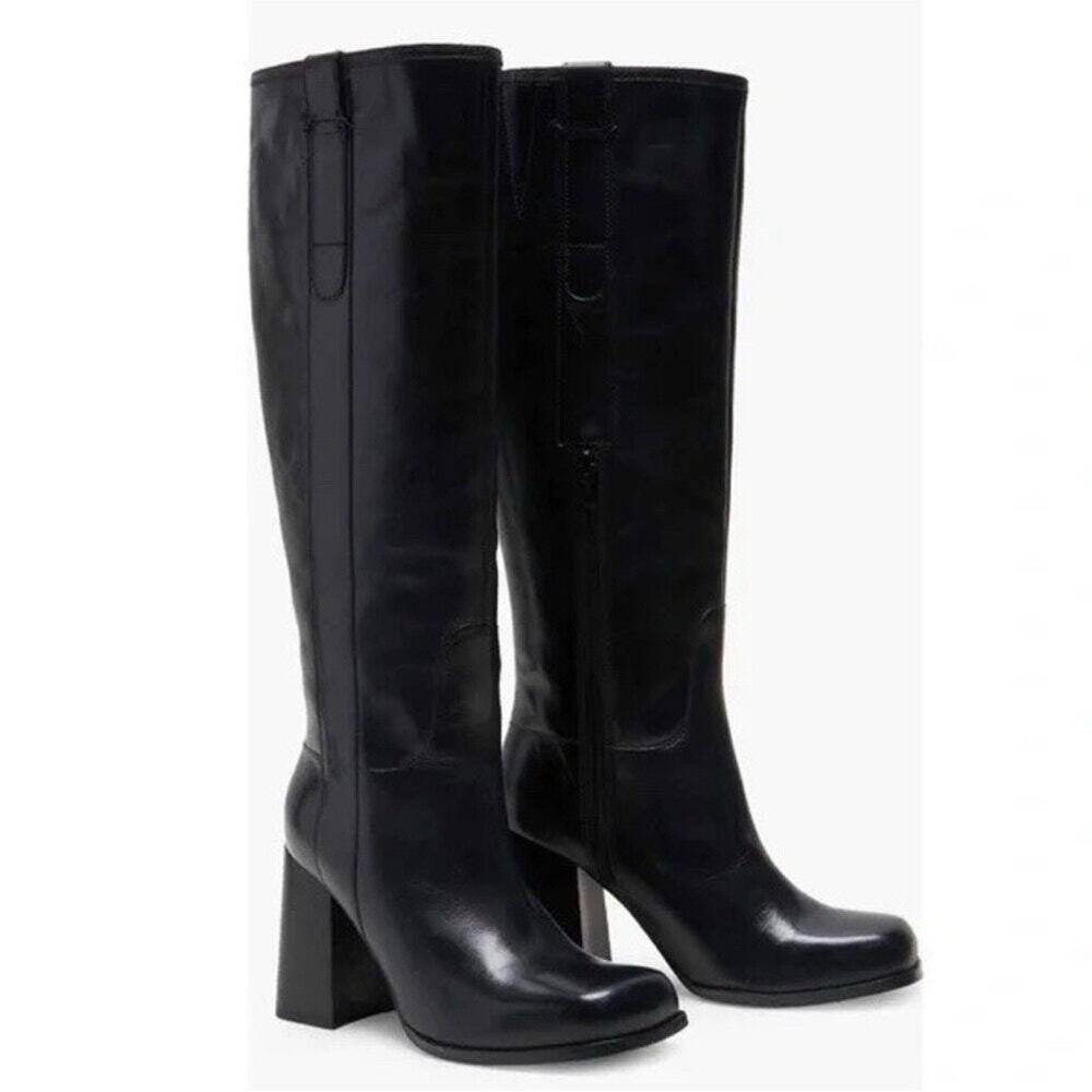 Free People Naomi Tall Heel Boot Black Women's Size 7.5 New Without Box